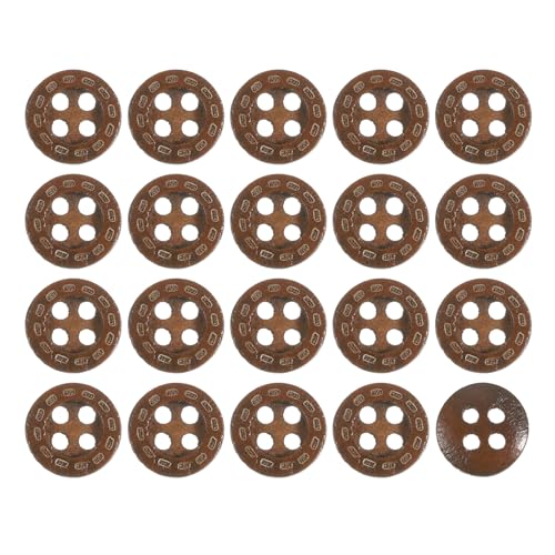 sourcing map Holzknöpfe, 10 mm, 4 Löcher, rund, Nähknöpfe, gepunktetes Linienmuster zum Nähen, Basteln, Kleidung, Dunkelbraun, 50 Stück von sourcing map