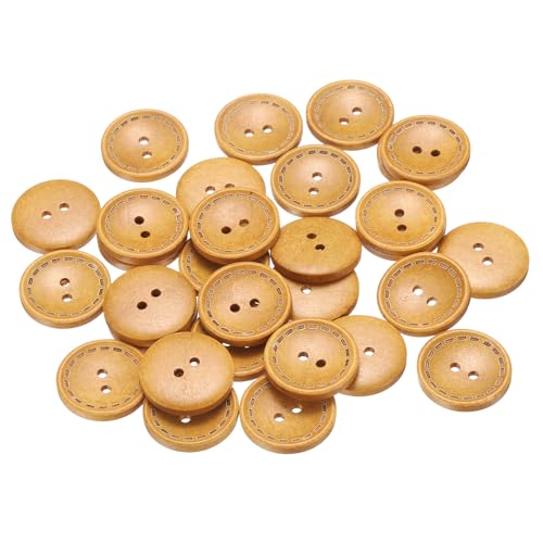 sourcing map Holzknöpfe zum Nähen, 25 mm, 2 Löcher, rund, zum Nähen, Kleidung, Kissen, Basteln, Dekoration, Orange, 30 Stück von sourcing map