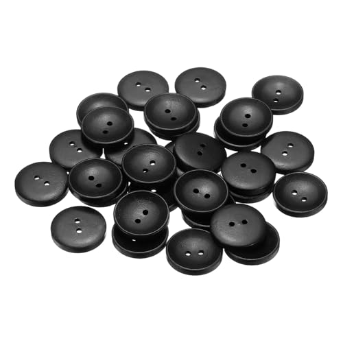 sourcing map Holzknöpfe zum Nähen, rund, 25 mm, 2 Löcher, 40 l, Schwarz, 30 Stück von sourcing map