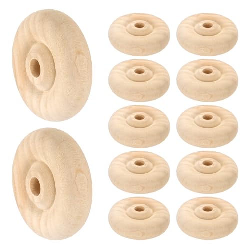sourcing map Holzplatten, 3,8 cm Durchmesser, 1,27 cm dick, 0,6 cm Loch, flaches unlackiertes Holz, Hobby-Rad für Mini-Weihnachtsbaumsockel, DIY-Modellautos, LKW, 12 Stück von sourcing map