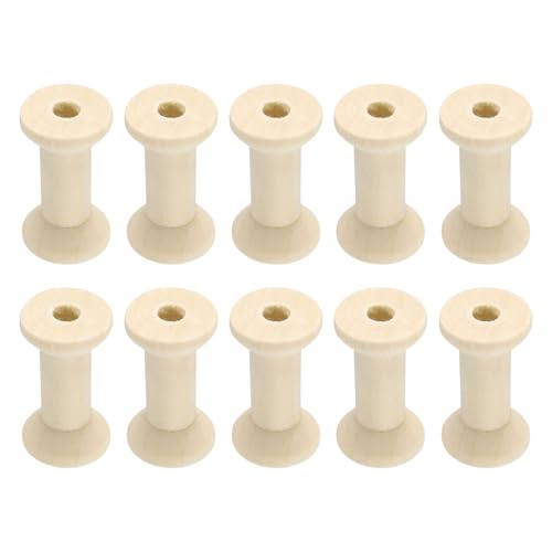 sourcing map Holzspulen, 2,1 x 4 cm (B x H), unlackierte Holzspulen, Drahtwebspulen, leere Garnspulen für Handwerk, DIY, Kunst, Stickerei, Nähgarn, Beige, 25 Stück von sourcing map