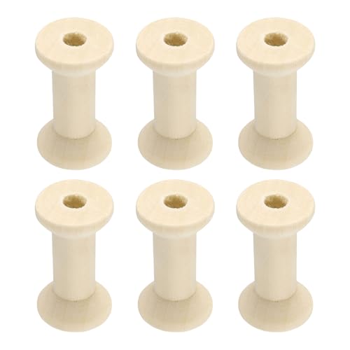 sourcing map Holzspulen, 2,2 x 4 cm (B x H), unlackierte Holzspulen, Drahtwebspulen, leere Garnspulen für Handwerk, DIY, Kunst, Stickerei, Nähgarn, Beige, 6 Stück von sourcing map