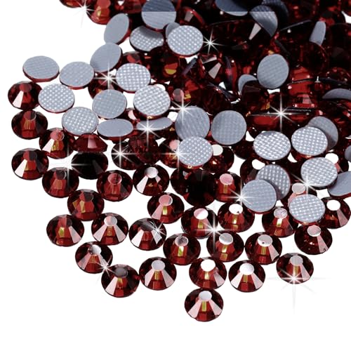 sourcing map Hotfix-Strasssteine, flache Rückseite, Kristallglas-Edelsteine für Handwerk, Kleidung, DIY-Dekoration (SS16, 4 mm, Dunkelrot), 1440 Stück von sourcing map