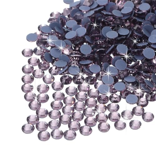 sourcing map Hotfix-Strasssteine, flache Rückseite, Kristallglas-Edelsteine für Handwerk, Kleidung, DIY-Dekoration (SS16, 4 mm, Hellviolett), 1440 Stück von sourcing map