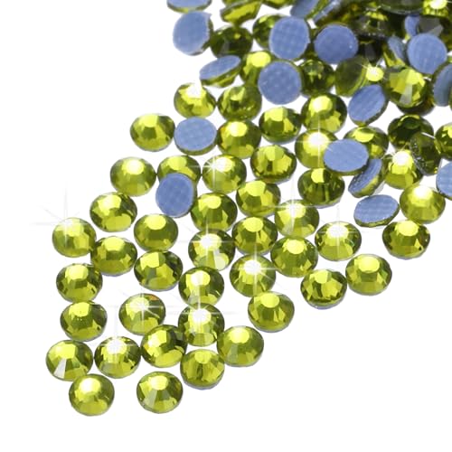 sourcing map Hotfix-Strasssteine, flache Rückseite, Kristallglas-Edelsteine für Handwerk, Kleidung, DIY-Dekoration (SS16, 4 mm, Olivgrün), 1440 Stück von sourcing map