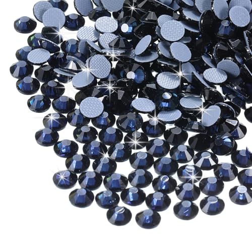sourcing map Hotfix-Strasssteine, flache Rückseite, Kristallglas-Edelsteine für Handwerk, Kleidung, DIY-Dekoration (SS16, 4 mm, Tintenblau), 1440 Stück von sourcing map