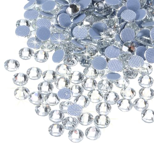 sourcing map Hotfix-Strasssteine, flache Rückseite, Kristallglas-Edelsteine für Handwerk, Kleidung, DIY-Dekoration (SS16, 4 mm, Weiß), 1440 Stück von sourcing map