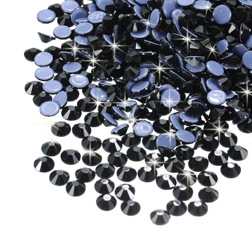 sourcing map Hotfix-Strasssteine, flache Rückseite, Kristallglas-Edelsteine für Handwerk, Kleidung, DIY-Dekoration (SS16, 4 mm, schwarz), 1440 Stück von sourcing map