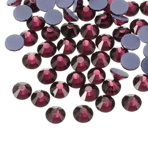 sourcing map Hotfix-Strasssteine, flache Rückseite, Kristallglas-Edelsteine für Handwerk, Kleidung, DIY-Dekoration (SS4, 1,6 mm, Dunkelviolett), 1440 Stück von sourcing map