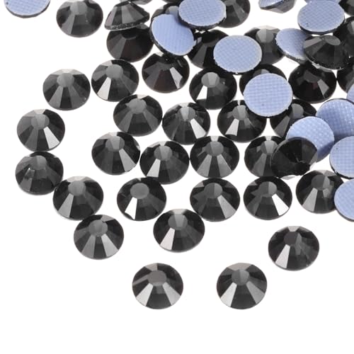sourcing map Hotfix-Strasssteine, flache Rückseite, Kristallglas-Edelsteine für Handwerk, Kleidung, DIY-Dekoration (SS4, 1,6 mm, Mineralschwarz), 1440 Stück von sourcing map