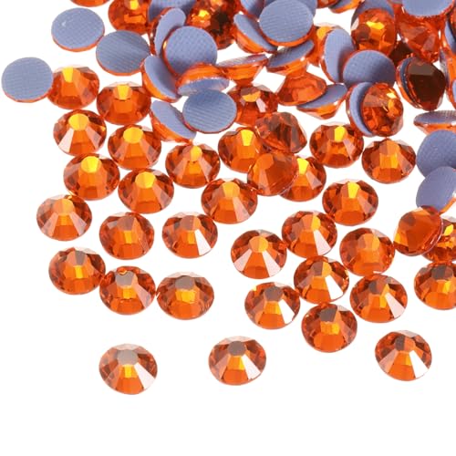 sourcing map Hotfix-Strasssteine, flache Rückseite, Kristallglas-Edelsteine für Handwerk, Kleidung, DIY-Dekoration (SS4, 1,6 mm, Orangerot), 1440 Stück von sourcing map