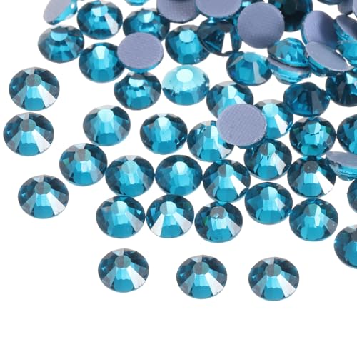 sourcing map Hotfix-Strasssteine, flache Rückseite, Kristallglas-Edelsteine für Handwerk, Kleidung, DIY-Dekoration (SS4, 1,6 mm, Pfauenblau), 1440 Stück von sourcing map