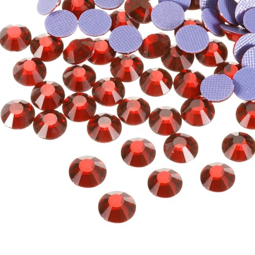 sourcing map Hotfix-Strasssteine, flache Rückseite, Kristallglas-Edelsteine für Handwerk, Kleidung, DIY-Dekoration (SS4, 1,6 mm, Rot), 1440 Stück von sourcing map