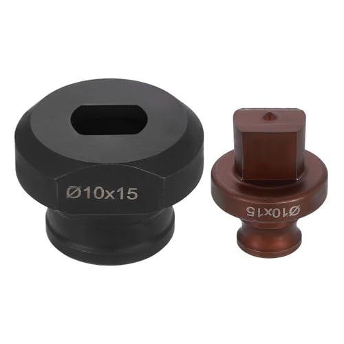 sourcing map Hydraulischer Lochstanzer, 10 x 15 mm, Schlitzloch, 40CR-Stahl, elektrisches Stanzset für MHP-20 JP-20 elektrische Stanzmaschine, Burgunderrot und Schwarz von sourcing map