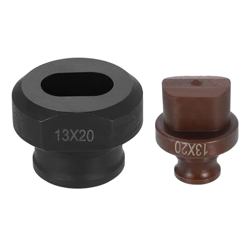 sourcing map Hydraulischer Lochstanzer, 13 x 20 mm, ovales Loch, 40CR-Stahl, elektrisches Stanzset für MHP-20 JP-20 elektrische Stanzmaschine, Burgunderrot und Schwarz von sourcing map