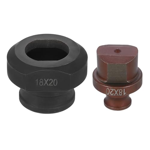 sourcing map Hydraulischer Lochstanzer, 18 x 20 mm, Schlitzloch, 40CR-Stahl, elektrisches Stanzset für MHP-20 JP-20 elektrische Stanzmaschine, Burgunderrot und Schwarz von sourcing map