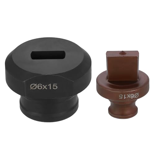 sourcing map Hydraulischer Lochstanzer, 6 x 15 mm, Schlitzloch, 40CR-Stahl, elektrisches Stanzset für MHP-20 JP-20 elektrische Stanzmaschine, Burgunderrot und Schwarz von sourcing map
