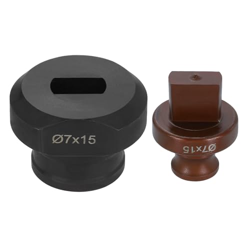 sourcing map Hydraulischer Lochstanzer, 7 x 15 mm, Schlitzloch, 40CR-Stahl, elektrisches Stanzset für MHP-20 JP-20 elektrische Stanzmaschine, Burgunderrot und Schwarz von sourcing map
