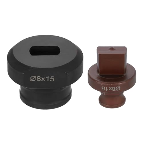 sourcing map Hydraulischer Lochstanzer, 8 x 15 mm, Schlitzloch, 40CR-Stahl, elektrisches Stanzset für MHP-20 JP-20 elektrische Stanzmaschine, Burgunderrot und Schwarz von sourcing map