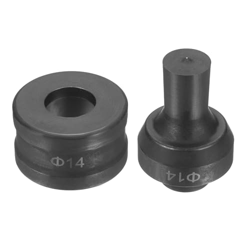 sourcing map Hydraulischer Lochstanzer, Durchmesser 14 mm, rundes Loch, 40CR-Stahl, elektrisches Stanzset für elektrische Stanzmaschine CH60, Schwarz von sourcing map