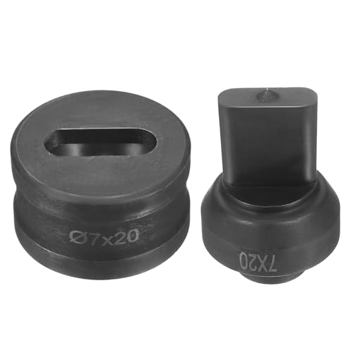 sourcing map Hydraulischer Lochstanzer, Durchmesser 7 x 20 mm, ovales Loch, 40CR-Stahl, elektrisches Stanzset für elektrische Stanzmaschine CH60, Schwarz von sourcing map