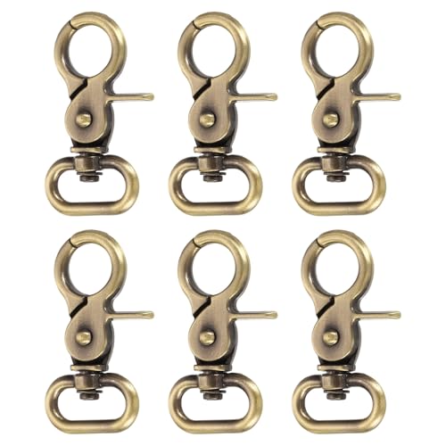 sourcing map Karabinerhaken mit Drehgelenk, 20 mm, robuste Zinklegierung, Metall, Karabinerverschluss, Schlüsselband-Clips für Gurte, Taschen, Gürtel, Lederwaren, gebürstetes Messing, 6 Stück von sourcing map