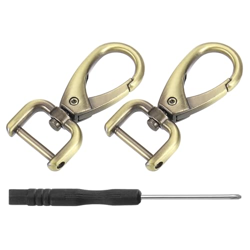 sourcing map Karabinerhaken mit Drehverschluss, 15 mm, D-Ring, abnehmbarer Karabinerhaken, Metall, Karabinerhaken mit Schraubendreher für Geldbörse, Schlüsselanhänger, DIY, Handwerk, Bronze, 2 Stück von sourcing map