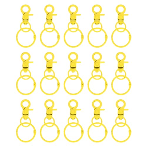 sourcing map Karabinerhaken mit Ringen, Metalldrehverschlüsse, Schlüsselband, Karabinerhaken für selbstgemachte Taschen, Schlüsselbänder, Gelb, 15 Stück von sourcing map