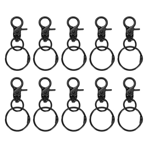 sourcing map Karabinerhaken mit Ringen, Metalldrehverschlüsse, Schlüsselband, Karabinerhaken für selbstgemachte Taschen, Schlüsselband, Schwarz, 10 Stück von sourcing map