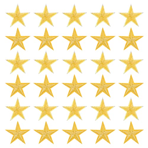 sourcing map Kleine 5Star Aufnäher zum Aufbügeln, bestickt, Applikationen, Kleidungsstück, Verzierungen für Kleidung, Reparatur, Rucksack, Schuhe, Dekoration, Gelb, 30 Stück von sourcing map