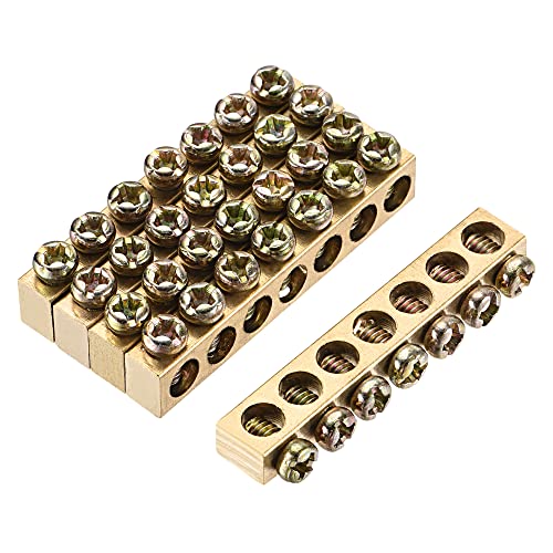 sourcing map Klemmen-Erdungsschiene, Schraubblock, Barriere, Messing, 7 Positionen, 46 mm x 5,5 mm x 7,5 mm, für elektrische Verteilung, 5 Stück sourcing map Klemmen-Erdungsschiene, Schraubblock, Barriere, Messing, 7 Positionen, 46 mm x 5,5 mm x 7,5 mm, für elektrische Verteilung, 5 Stück von sourcing map