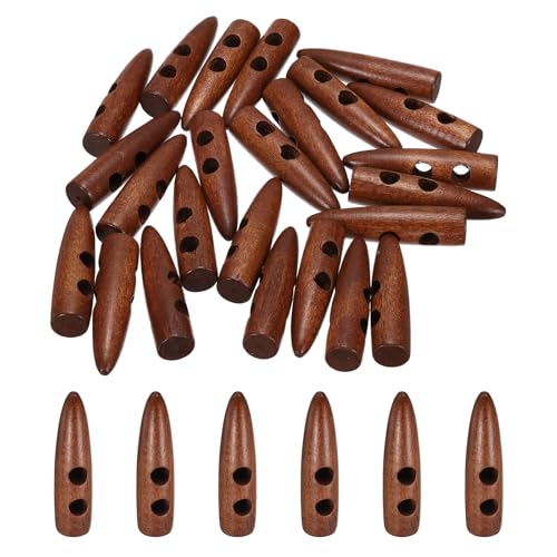 sourcing map Knebelknopf aus Holz, 5,5 cm, 24 Stück, 2 Löcher, Olivenholz, Nähknöpfe für Heimwerker, Handwerk, Mantel, Pullover, Kleidung, Jacke, Blazer, Tasche, Braun von sourcing map