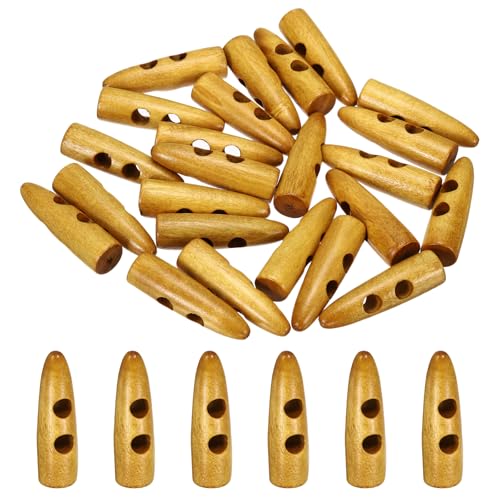 sourcing map Knebelknopf aus Holz, 5 cm, 24 Stück, 2 Löcher, Olivgrün, Nähknöpfe für Heimwerker, Handwerk, Mantel, Pullover, Kleidung, Jacke, Blazer, Tasche, Mittelbraun von sourcing map