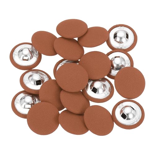sourcing map Knöpfe mit Stoffbezug, 20 mm, 32 l, Metallschaft, runde Nähknöpfe, stoffbezogene Knöpfe für Mantel, Kleid, Pullover, Hüte, Basteln, Dunkelorange, 20 Stück von sourcing map