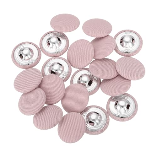 sourcing map Knöpfe mit Stoffbezug, 20 mm, 32 l, Metallschaft, runde Nähknöpfe, stoffbezogene Knöpfe für Mantel, Kleid, Pullover, Hüte, Basteln, Rosa, 20 Stück von sourcing map