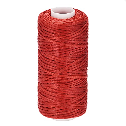 sourcing map Leder Nähfaden Polyester Wachsfaden für Manuelles Nähen 55 Yard 150D/1mm (Rot) von sourcing map