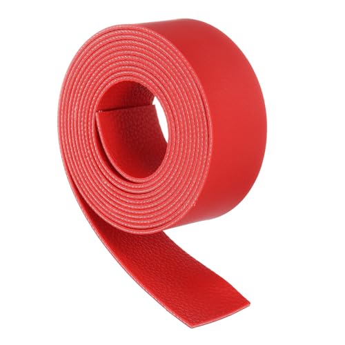 sourcing map Lederbänder, 3,1 cm breit, 200 cm lang, weiche, flache Lederstreifen, Schnur für Bastelprojekte, Werkzeug, Gürteltasche, Rot von sourcing map