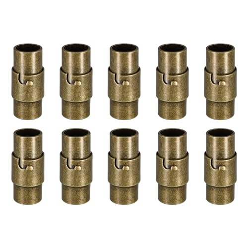 Sourcing Map Lederschnur-Endverschluss, 10 Stück, 6 mm Loch, Lederverschlüsse, Kordel-Endkappen für Schmuckherstellung, DIY, Handwerk, Bronze von sourcing map