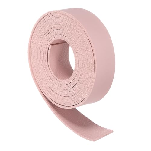 sourcing map Lederriemen, 2,3 cm breit, 200 cm lang, weiche, flache Lederstreifen, Schnur für Bastelprojekte, Werkzeug, Gürteltasche, Rosa von sourcing map