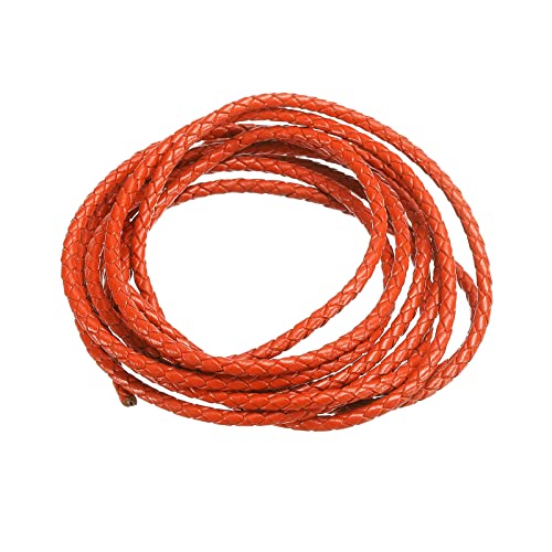 sourcing map Lederschnur, 2,19 Yards 3mm Durchmesser geflochtene Schnur Streifen für Geld börse Handtasche Schnürsenkel DIY Handwerk Armband Herstellung, Orange von sourcing map