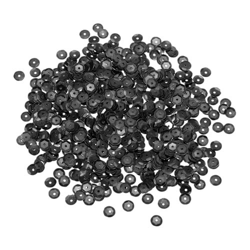 sourcing map Lose Pailletten, 5 mm, silberfarbene Rückseite, Stickerei-Pailletten für Schmuckherstellung, Basteln, Nähen, Schwarz, 2000 Stück von sourcing map