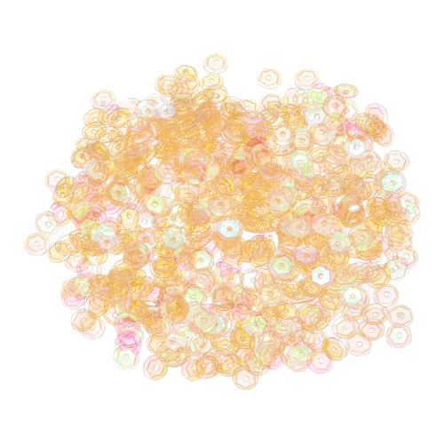 sourcing map Lose Pailletten, 5 mm, silberfarbene Rückseite, Stickerei-Pailletten für Schmuckherstellung, Basteln, Nähen, transparent, Orange, 2000 Stück von sourcing map
