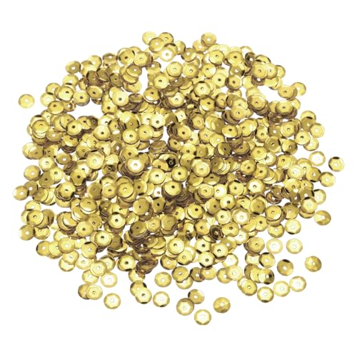 sourcing map Lose Pailletten, 8 mm, silberfarbene Rückseite, Stickerei-Pailletten für Schmuckherstellung, Basteln, Nähen, Hellgold, 2200 Stück von sourcing map