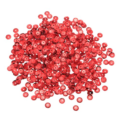 sourcing map Lose Pailletten, 8 mm, silberfarbene Rückseite, für Schmuckherstellung, Basteln, Nähen, Rot, 1100 Stück von sourcing map