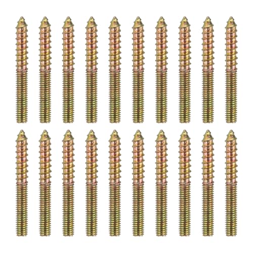 sourcing map M6 x 50 Stockschrauben, Karbonstahl, Doppelkopf, selbstschneidende Holzdübelschrauben für Holzverbindung, Möbelbeine, Farbe Zink, 20 Stück von sourcing map