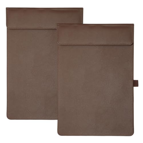 sourcing map Magnetisches Leder-Klemmbrett, 35,6 x 22,9 cm, mit Stifthalter, A4-Größe, Schreibklemmbrett für Geschäft, Büro, Restaurant und Hotel, Braun, 2 Stück von sourcing map