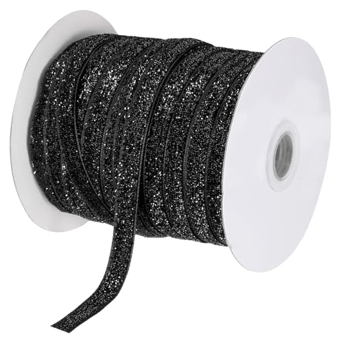 sourcing map Metallisches Glitzer-Samtband, 0,9 cm x 45,7 m, einseitiges Glitzerband für Weihnachten, Basteln, Geschenkverpackung, Schleife, Dekoration, Schwarz sourcing map Metallisches Glitzer-Samtband, 0,9 cm x 45,7 m, einseitiges Glitzerband für Weihnachten, Basteln, Geschenkverpackung, Schleife, Dekoration, Schwarz von sourcing map