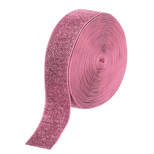 sourcing map Metallisches Glitzer-Samtband, 3,8 cm x 9,1 m, einseitig, glitzernd, Geschenkverpackung, mit Goldpuderrosa sourcing map Metallisches Glitzer-Samtband, 3,8 cm x 9,1 m, einseitig, glitzernd, Geschenkverpackung, mit Goldpuderrosa von sourcing map