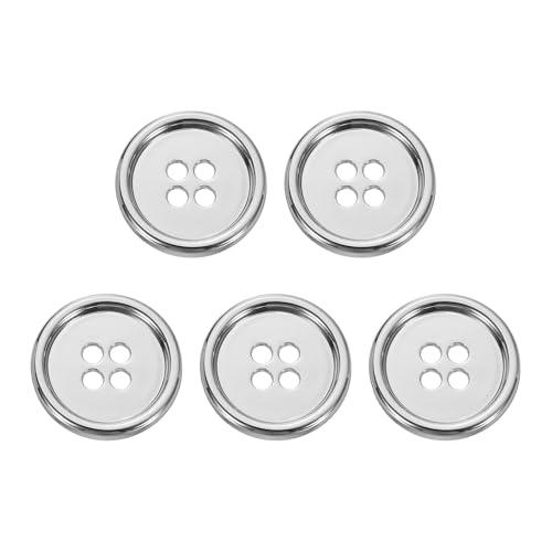 sourcing map Metallknöpfe, 18 mm, 4 Löcher, Legierung, runde Knöpfe, Basteln, Nähzubehör, für Kleidung, DIY, Basteln, Dekoration, Weiß, 5 Stück von sourcing map