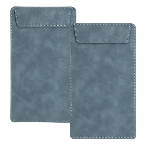 sourcing map Mini-Klemmbrett, 25,4 x 15,2 cm, Leder, klein, mit Stifthalter, A5-Größe, magnetisches Schreib-Klemmbrett für Geschäft, Büro, Restaurant und Hotel, 2 Stück (blau) von sourcing map